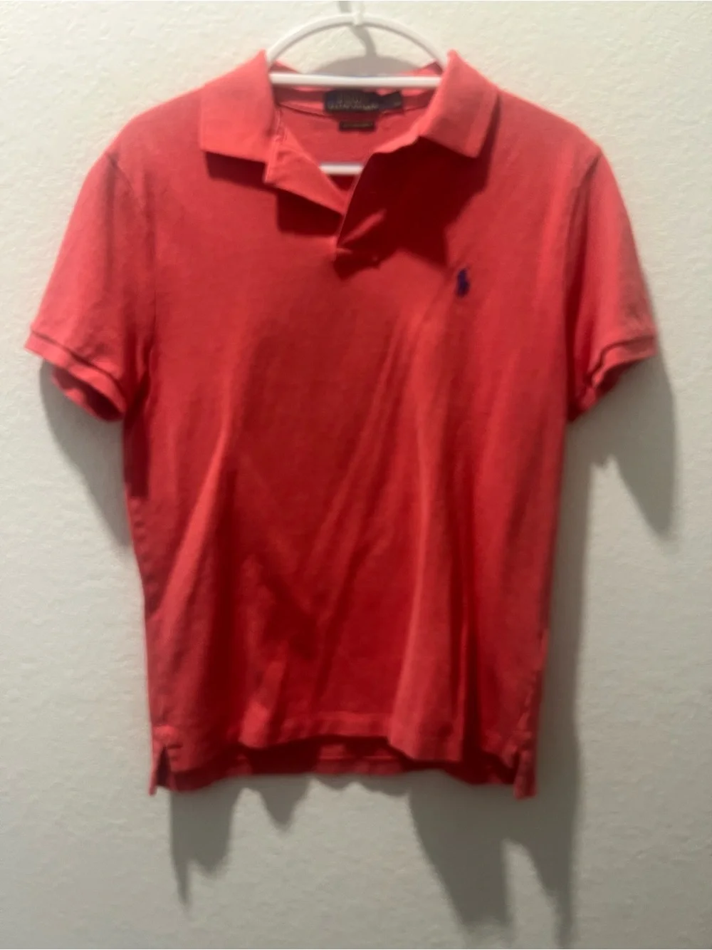 Polo Ralph Lauren Custom Slim Fit Polo Shirt Coral Red 100% Cotton Medium